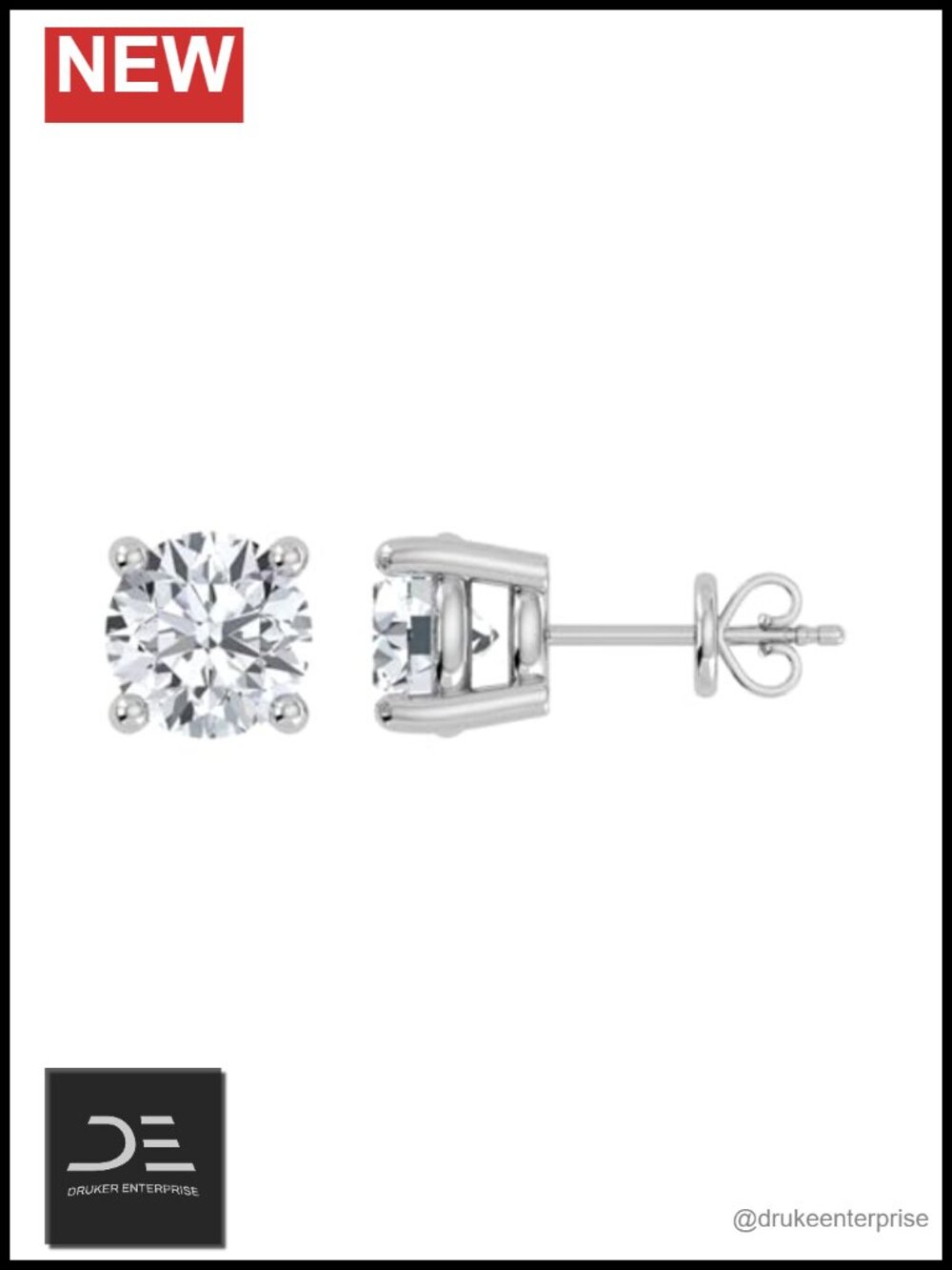 Lab Grown Diamond Earrings 14K Gold Plated 925 Sterling Silver